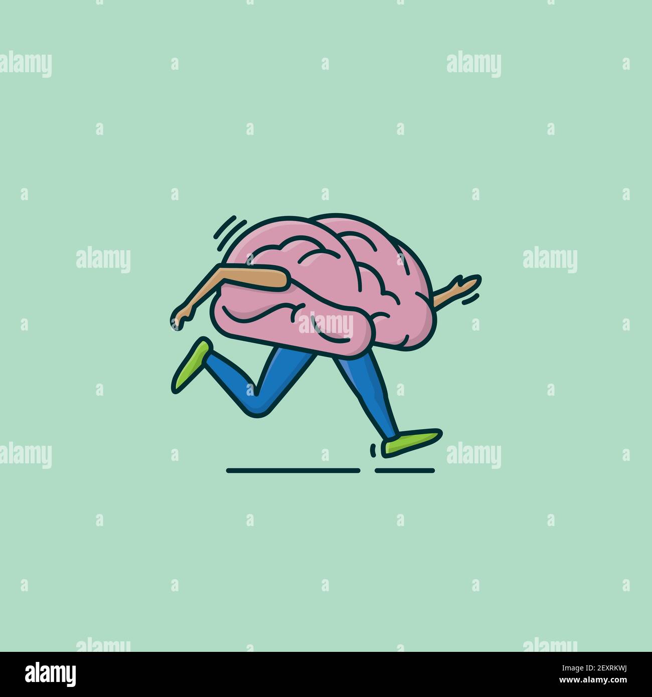 Running brain cartoon vector illustration for Train Your Brain Day on October 13 Stock Vector