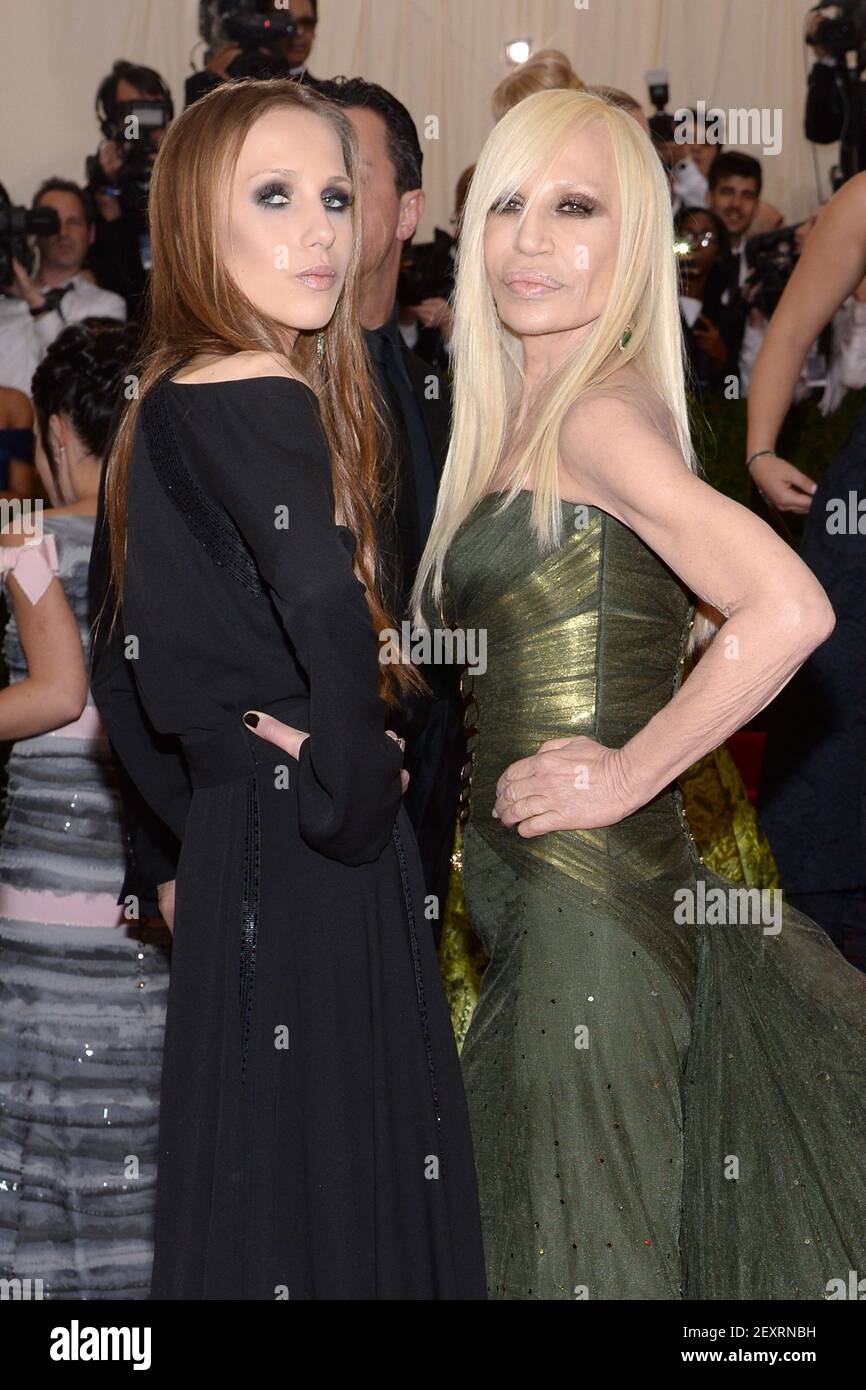 Donatella Versace and her daughter Allegra Versace attends the 2014 Costume Institute Benefit at the Metropolitan Museum of Art celebrating the opening of 'Charles James: Beyond Fashion and the new Anna Wintour Costume Center' on May 5, 2014 in New York, NY, (Photo By Anthony Behar/Sipa USA) Stock Photo