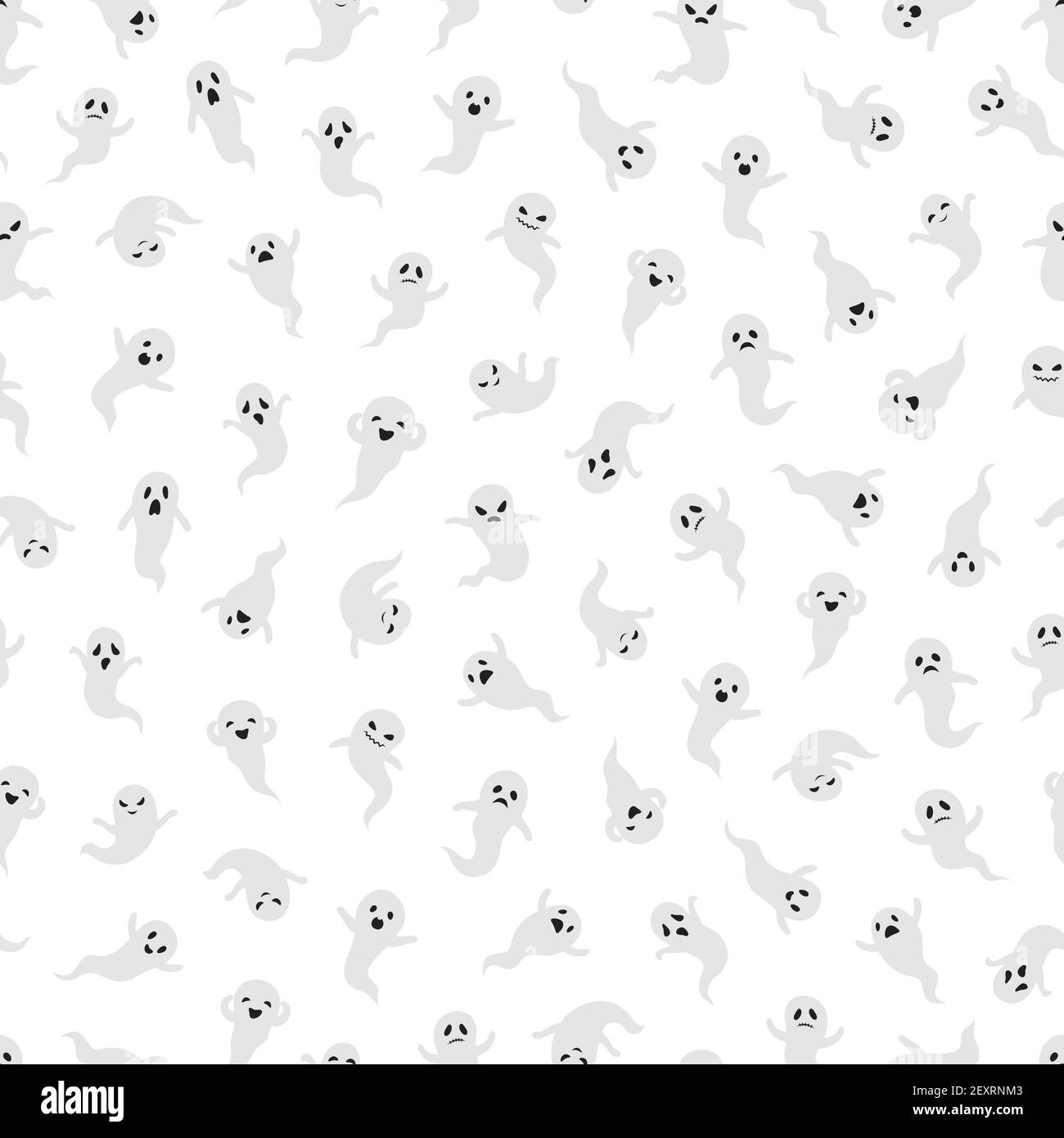 Ghost seamless pattern. Halloween ghosts vector background. Mystical texture design. Illustration pattern mystical ghost, halloween ghostly background Stock Vector