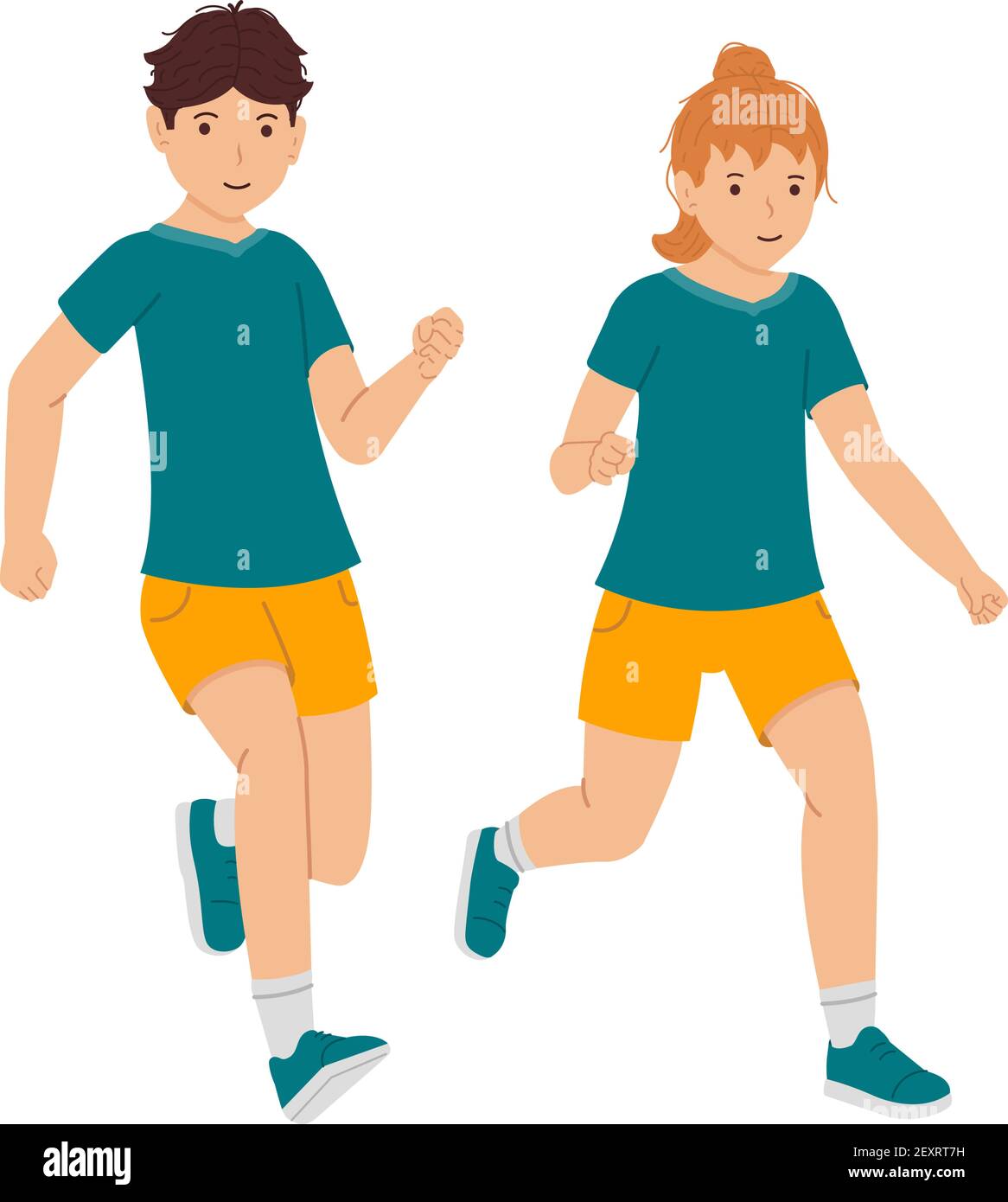 Boy and girl running together, kids jogging vector illustration Stock  Vector Image & Art - Alamy