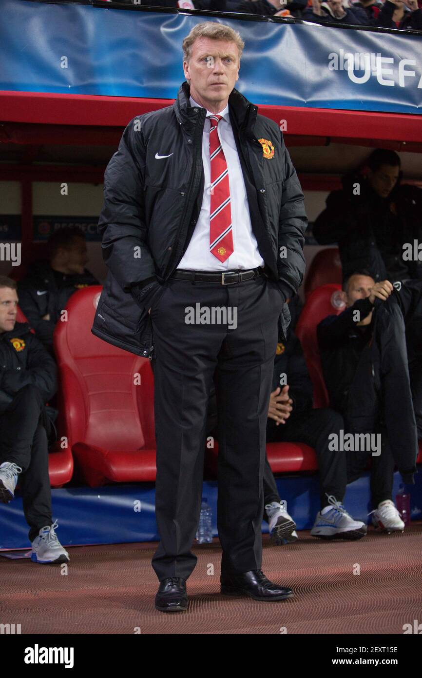 Feb. 25, 2014 - Athens, United Kingdom - David Moyes, manager of Manchester  United - UEFA Champions League First Knockout Round - Olympiacos vs. Manchester  United - Karaiskakh Stadium - Athens -