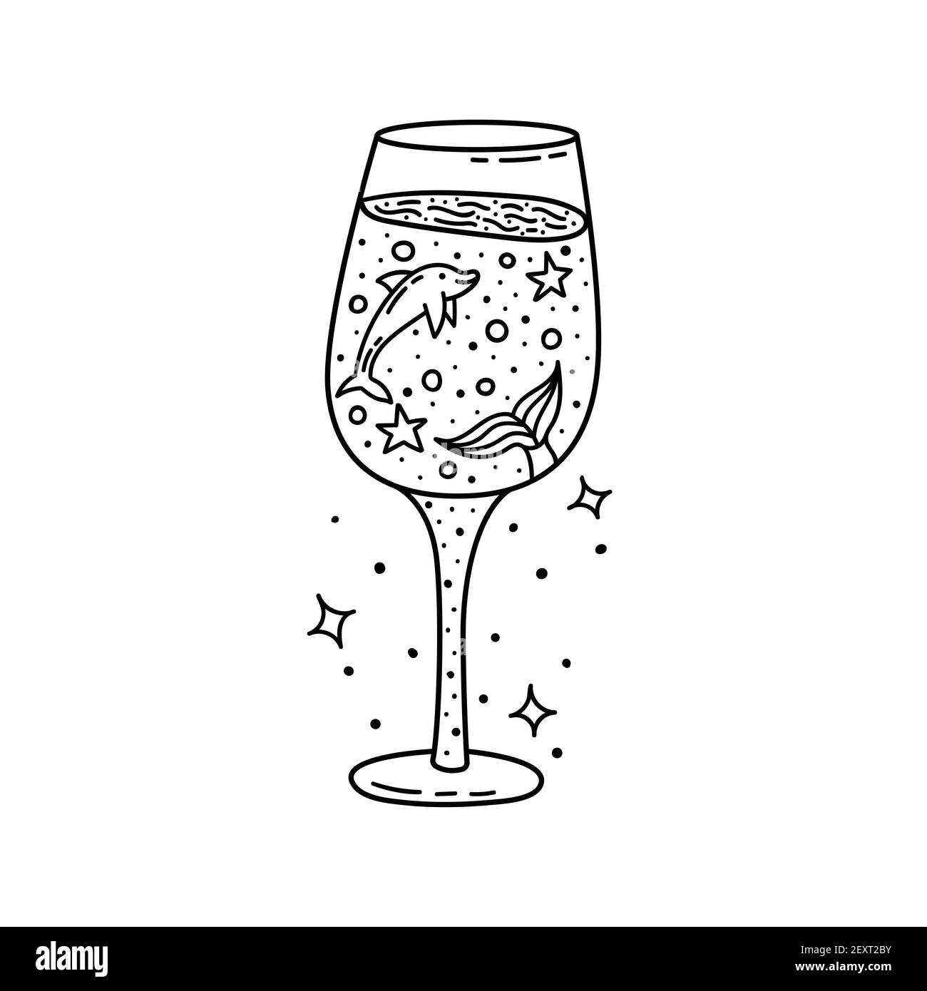 A wineglass in a doodle-style. Cartoon drawing of a glass of wine Stock  Vector Image & Art - Alamy