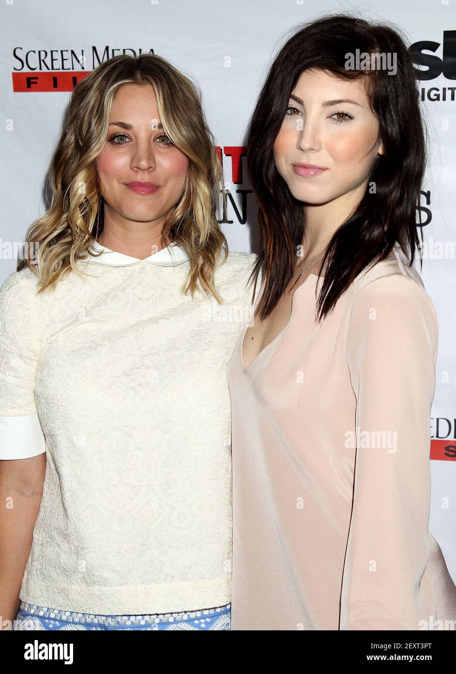Kaley Cuoco-Sweeting, sister Briana Cuoco, The Film Premiere for Authors  Anonymous at The Crest Westwood in Westwood, California. April 9, 2014  (Pictured: Kaley Cuoco-Sweeting, sister Briana Cuoco) Photo by  Baxter/ABACAPRESS.COM Stock Photo -