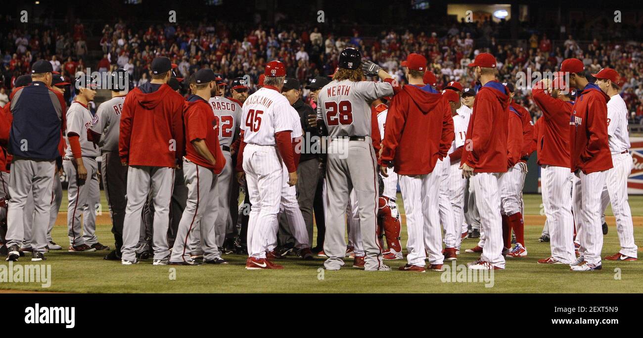 Benches clear after an altercation between the Philadelphia Phillies