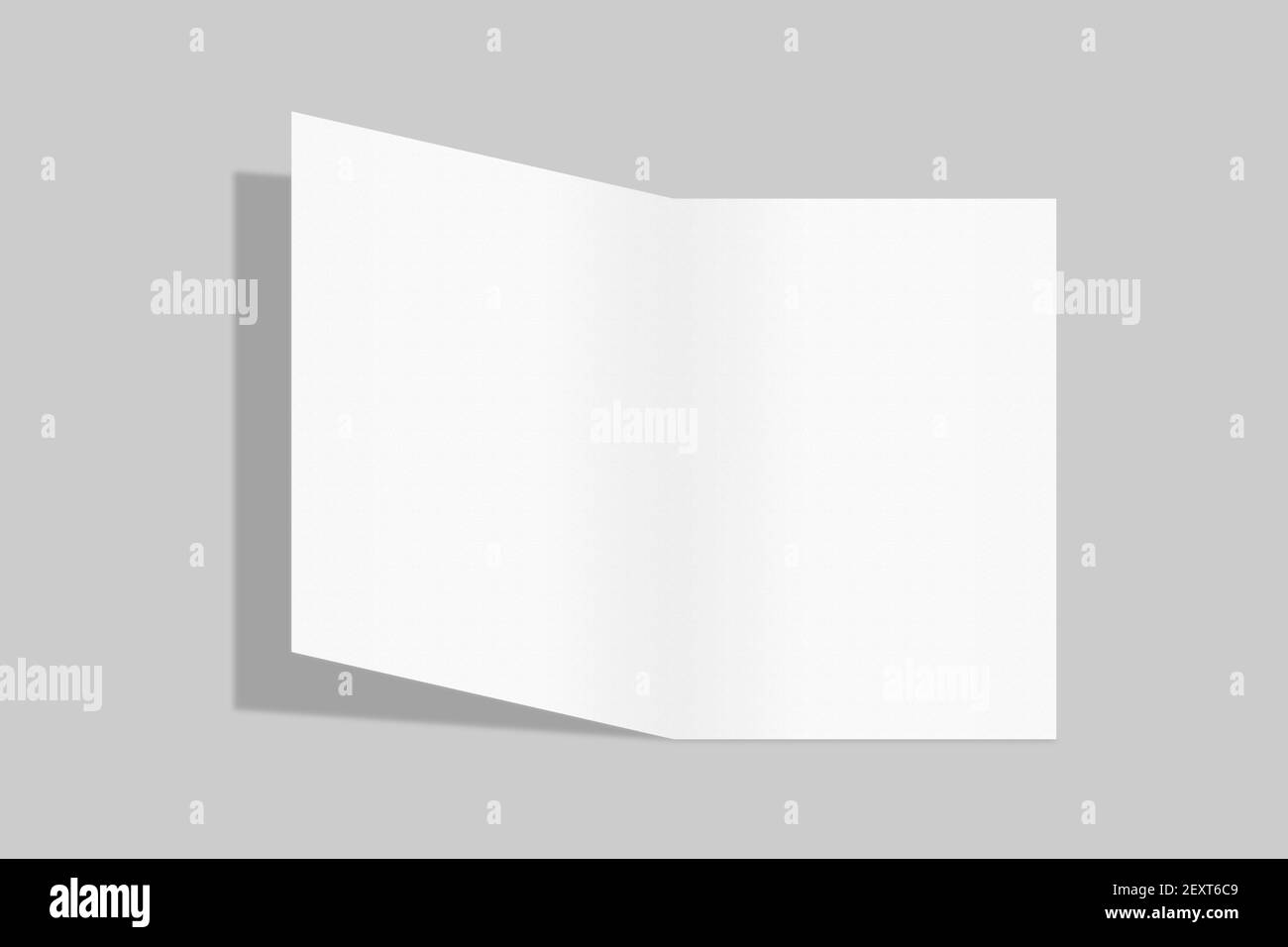 Realistic blank A4 bifold brochure for mockup. Paper illustration. 3D Render. Stock Photo