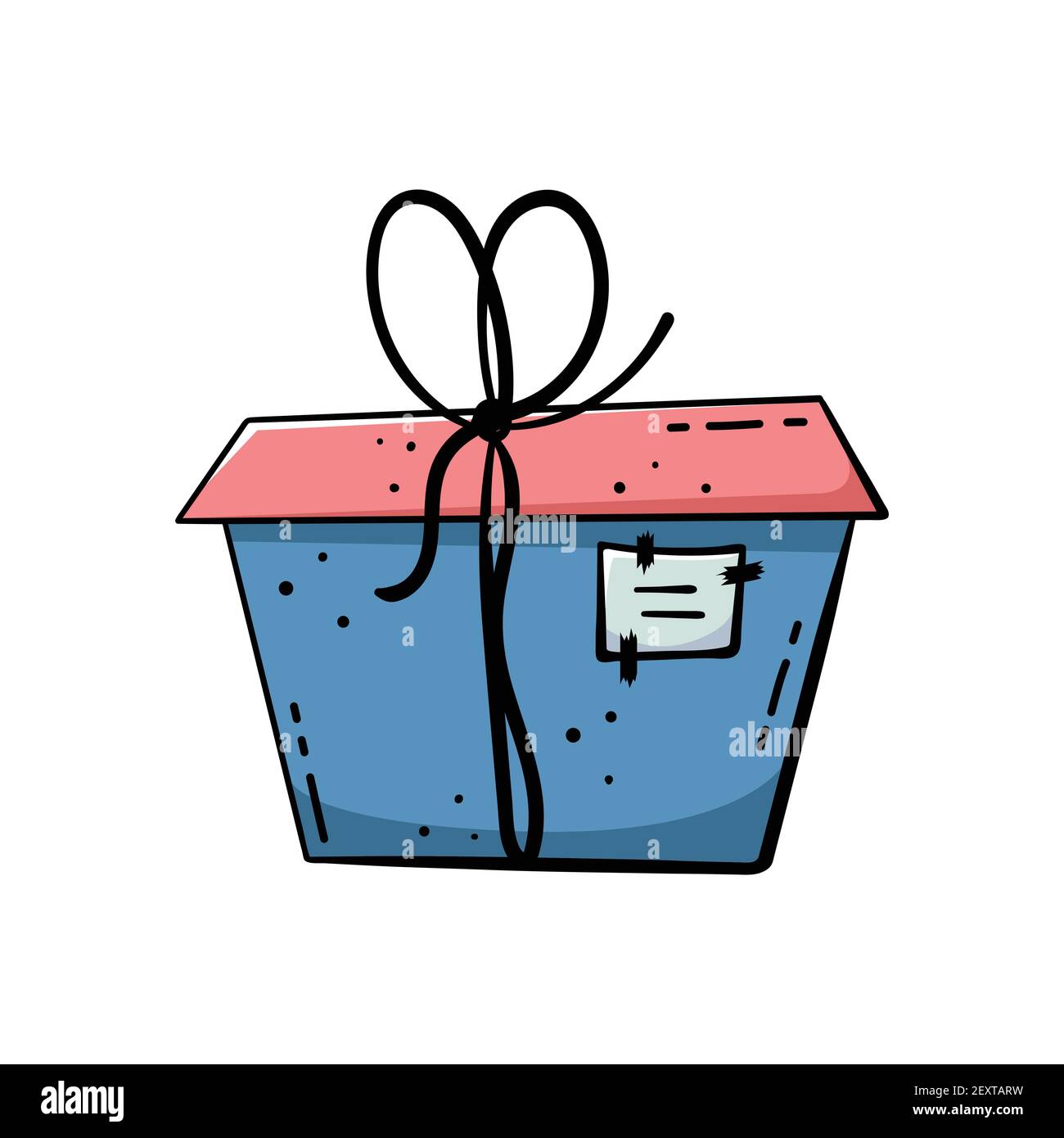 Doodle illustrations of beautiful gift boxes. A gift packed in a