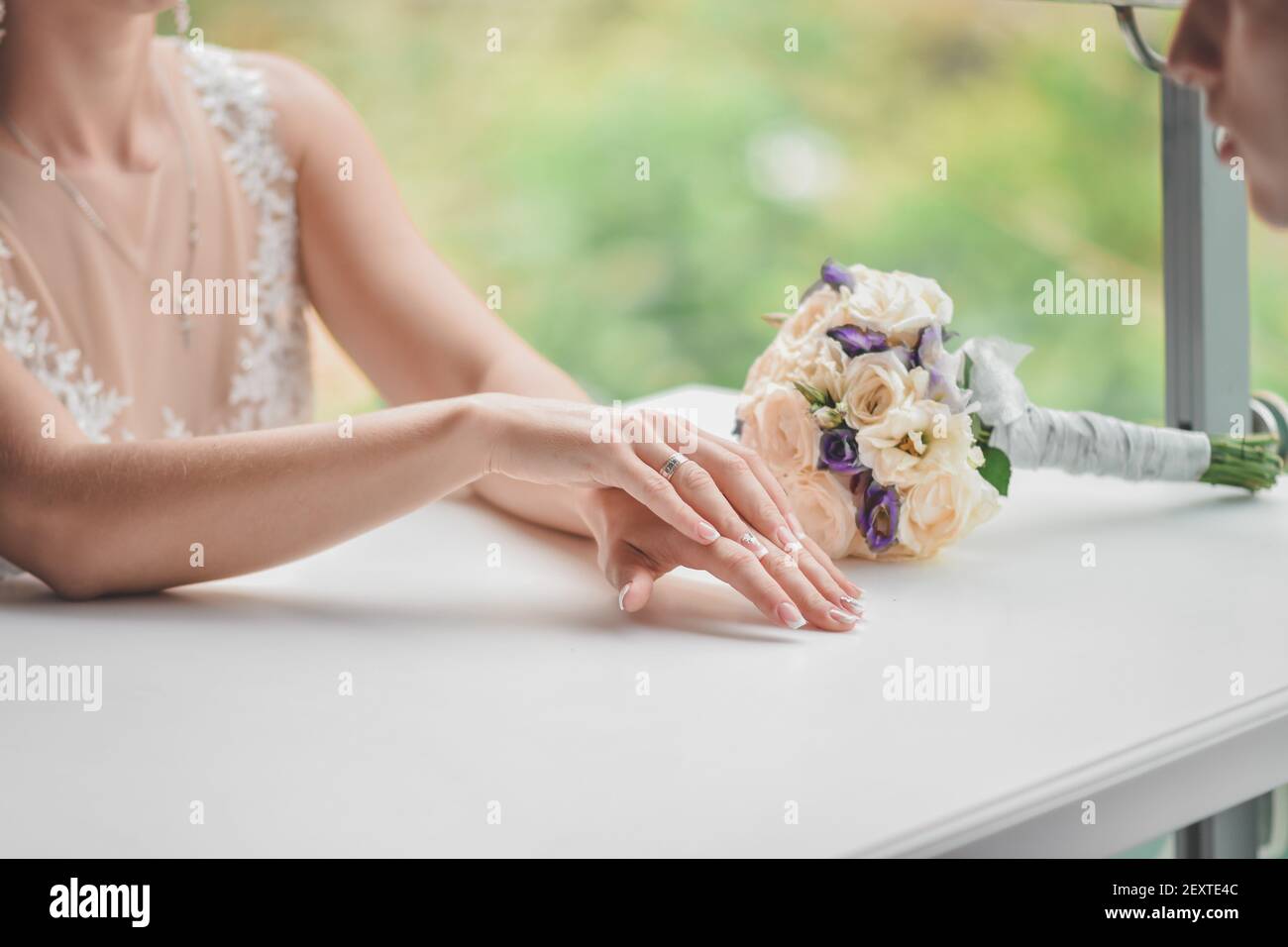 The bride and groom are on a date.  Stock Photo