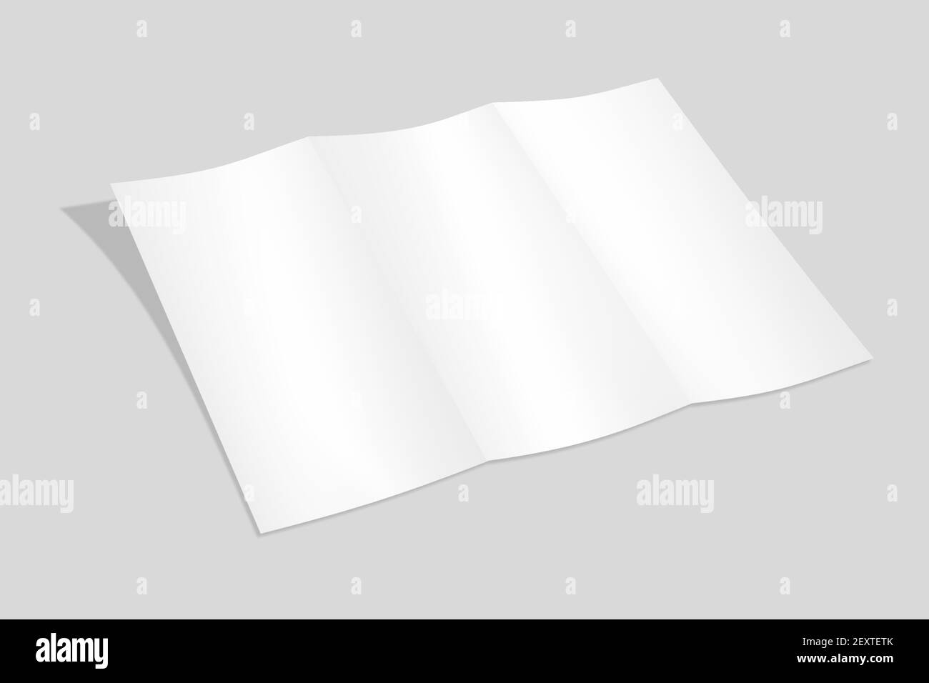 Realistic blank DL trifold brochure for mockup. Paper illustration. 3D Render. Stock Photo