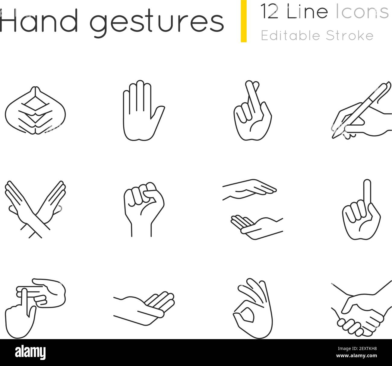Hand gestures linear icons set Stock Vector Image & Art - Alamy