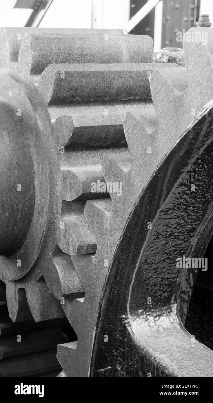 Original Gear Mechanism For Raising Lowering Murray Morgan Drawbridge Stock Photo