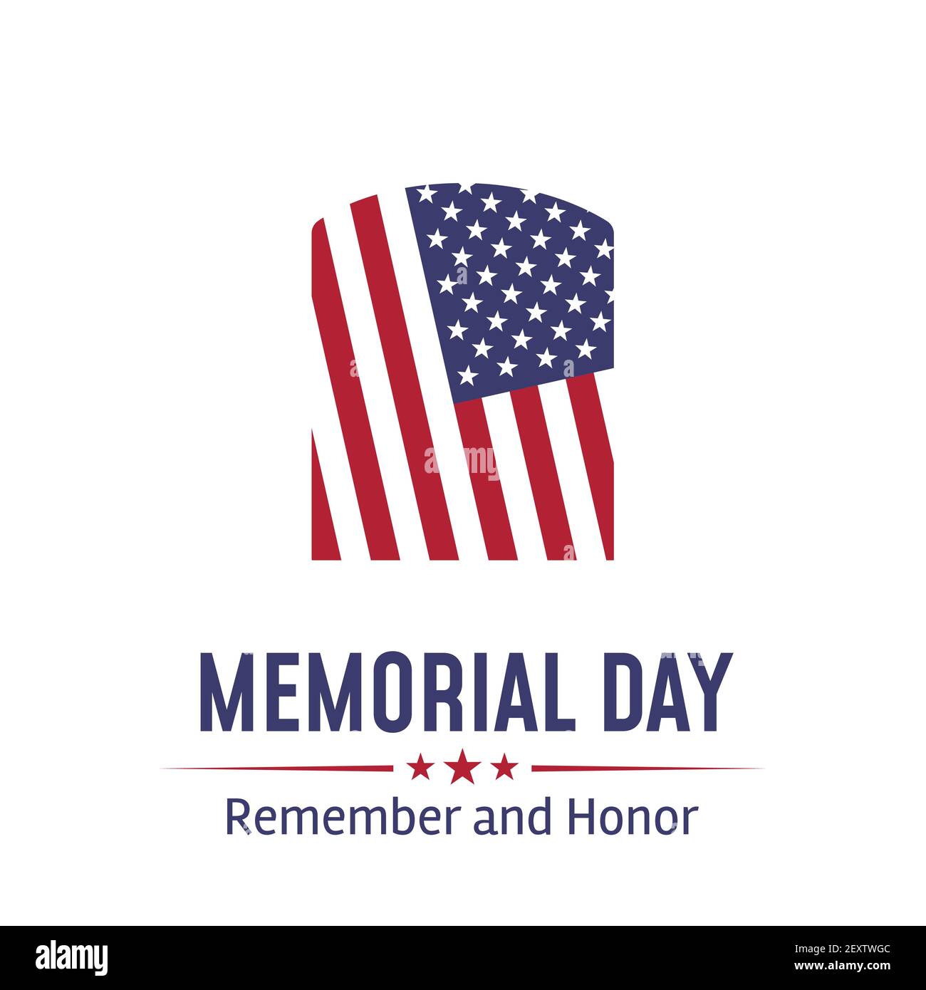 Memorial Day in USA with lettering remember and honor. Holiday of memory and honor of soldiers, military personnel who died while serving in the us Stock Vector