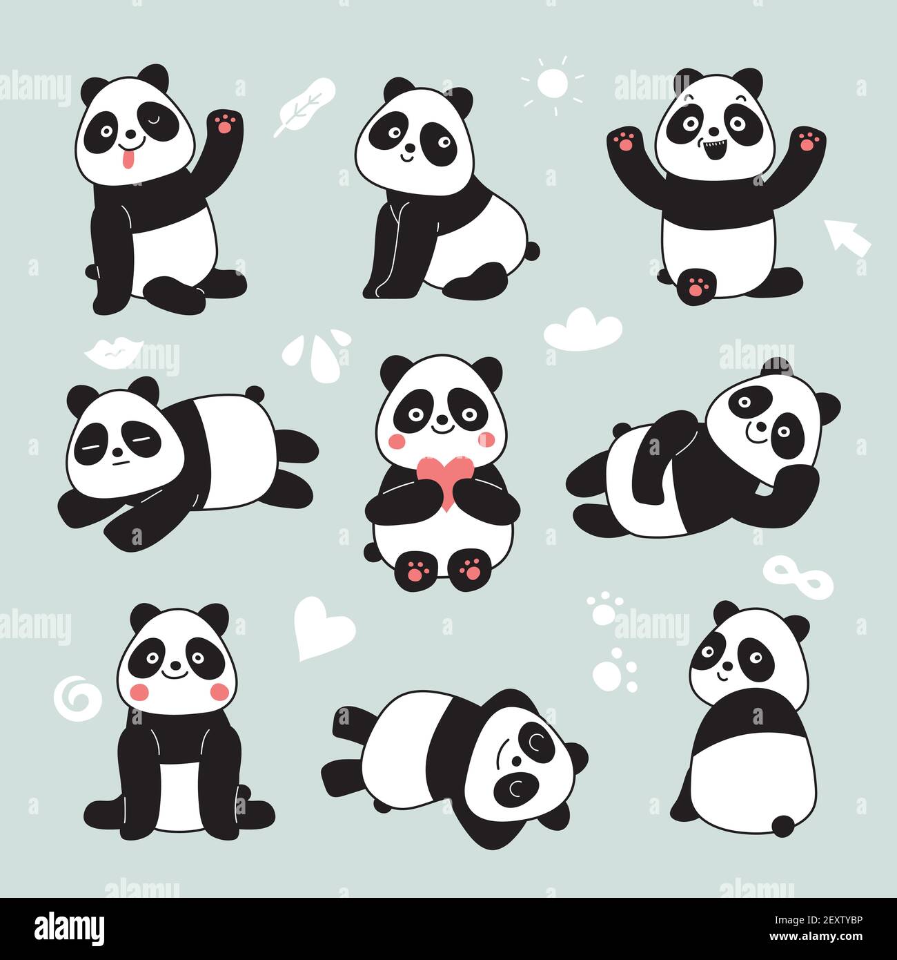 Cartoon panda. Cute panda bear, happy baby animals, lazy funny chinese  bears posing. Friendly mascot, vector characters set. Illustration panda  bear, baby animal cartoon Stock Vector Image & Art - Alamy