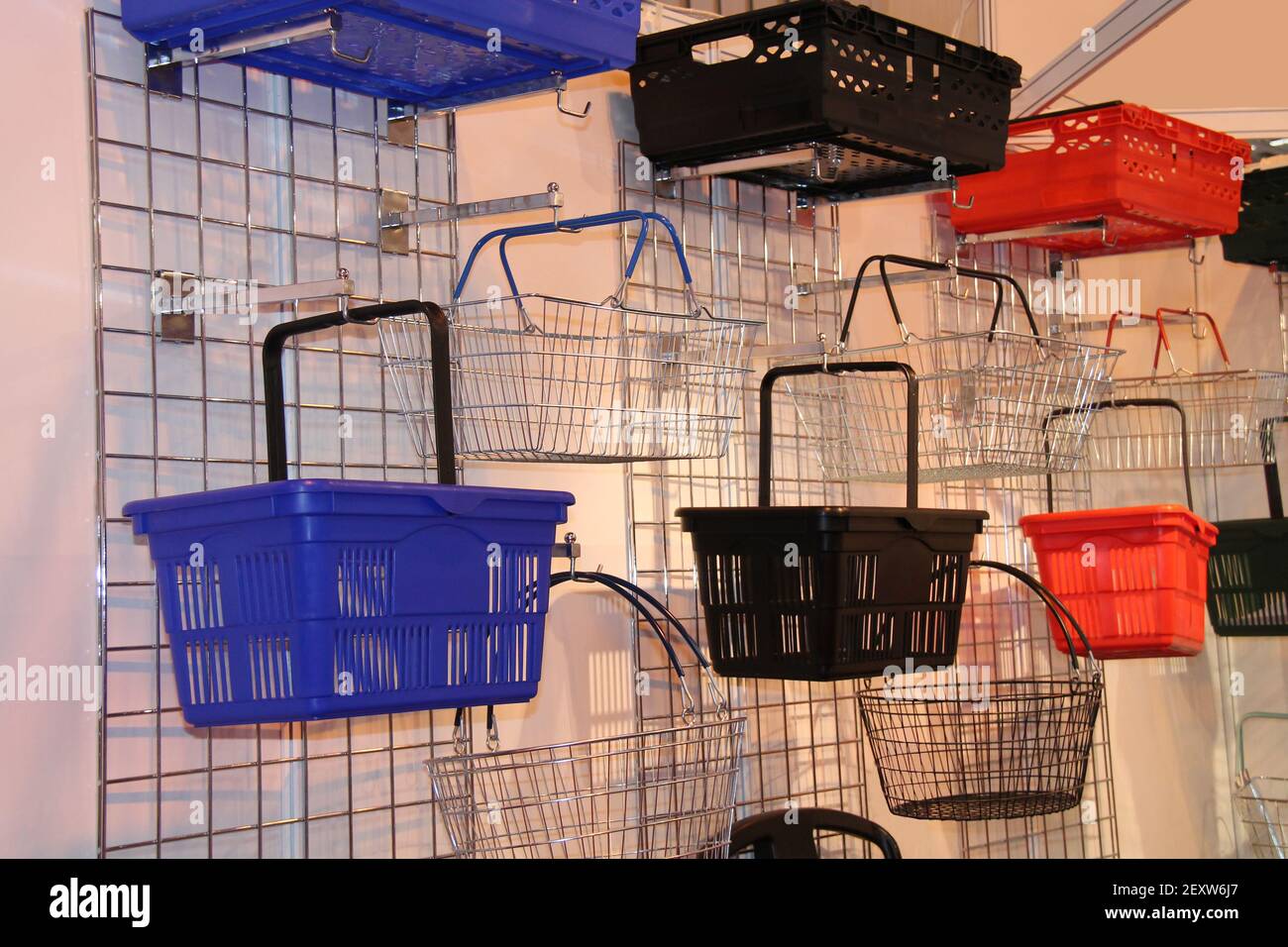 A Display of Various Types of Shopping Baskets Stock Photo Alamy
