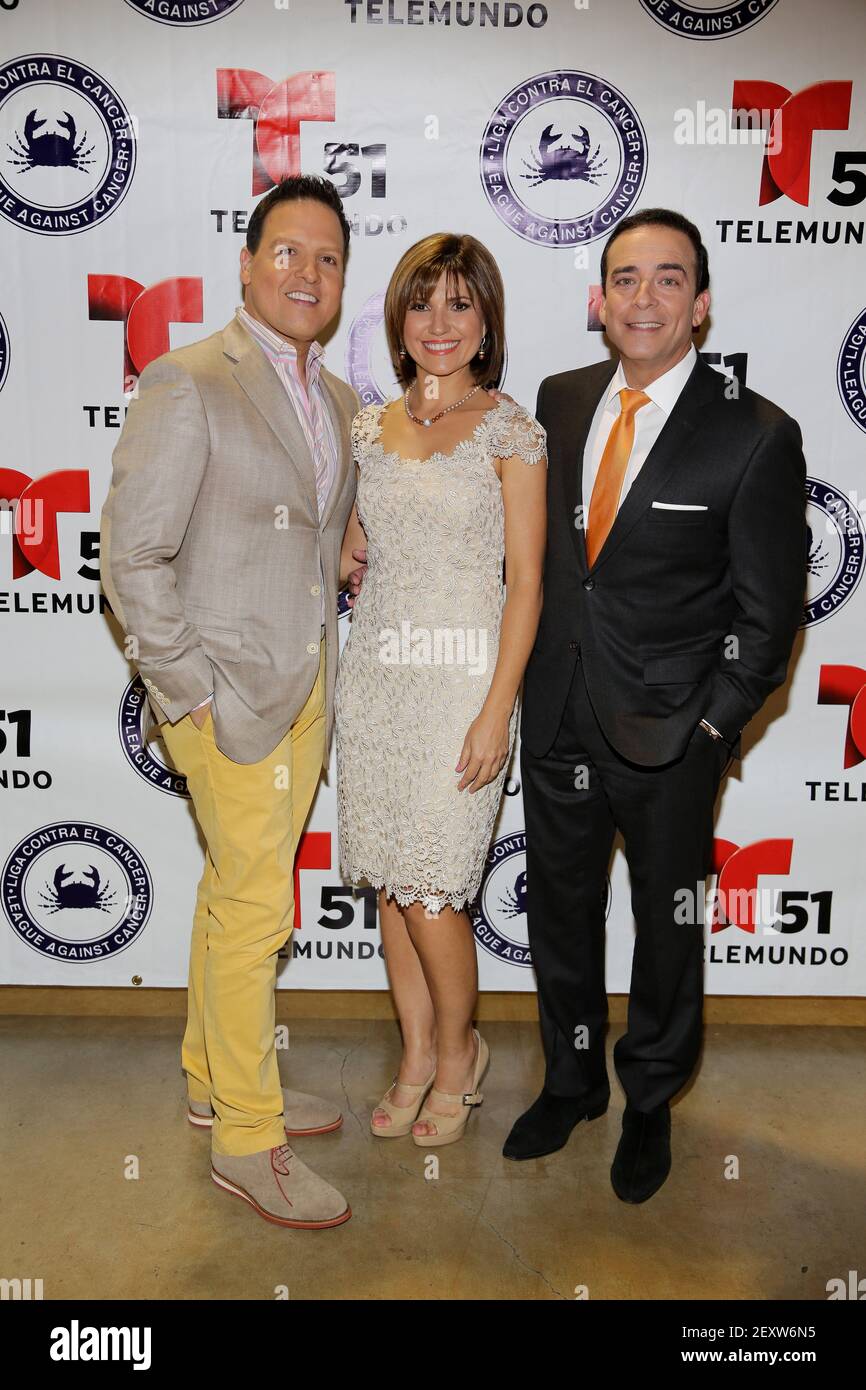 Raul Gonzalez, Daisy Ballmajo and Ambrocio Hernandez are seen during the  39th Anniversary of the League Against Cancer Telethon presented by  Telemundo on May 31th, 2014 in Miami, Floruda (Photo by Alberto