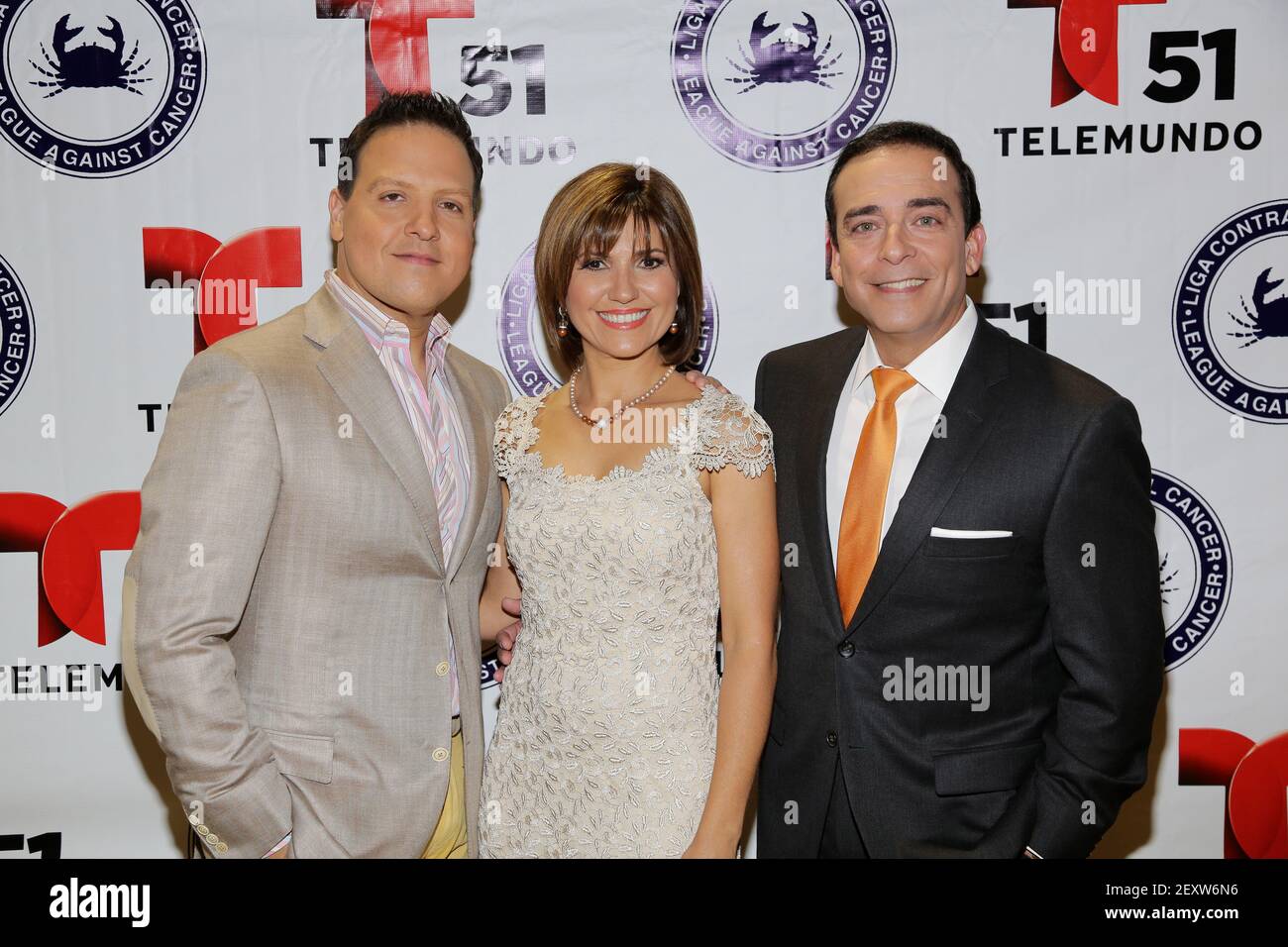 Raul Gonzalez, Daisy Ballmajo and Ambrocio Hernandez are seen during the  39th Anniversary of the League Against Cancer Telethon presented by  Telemundo on May 31th, 2014 in Miami, Floruda (Photo by Alberto