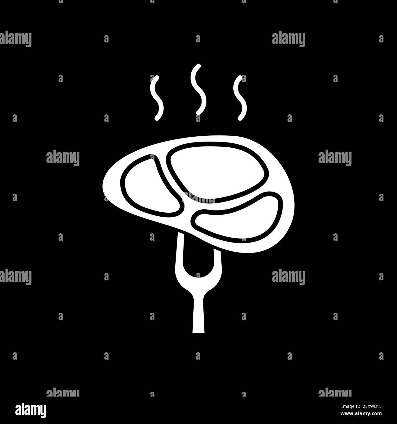 Cooked meat dark mode glyph icon Stock Vector