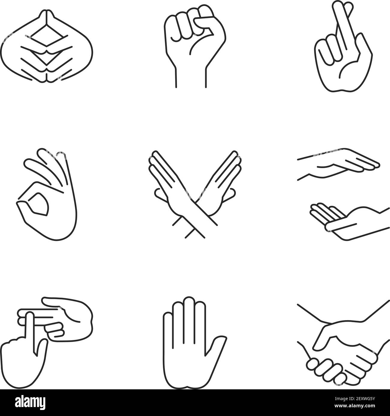 Hand gestures linear icons set Stock Vector Image & Art Alamy