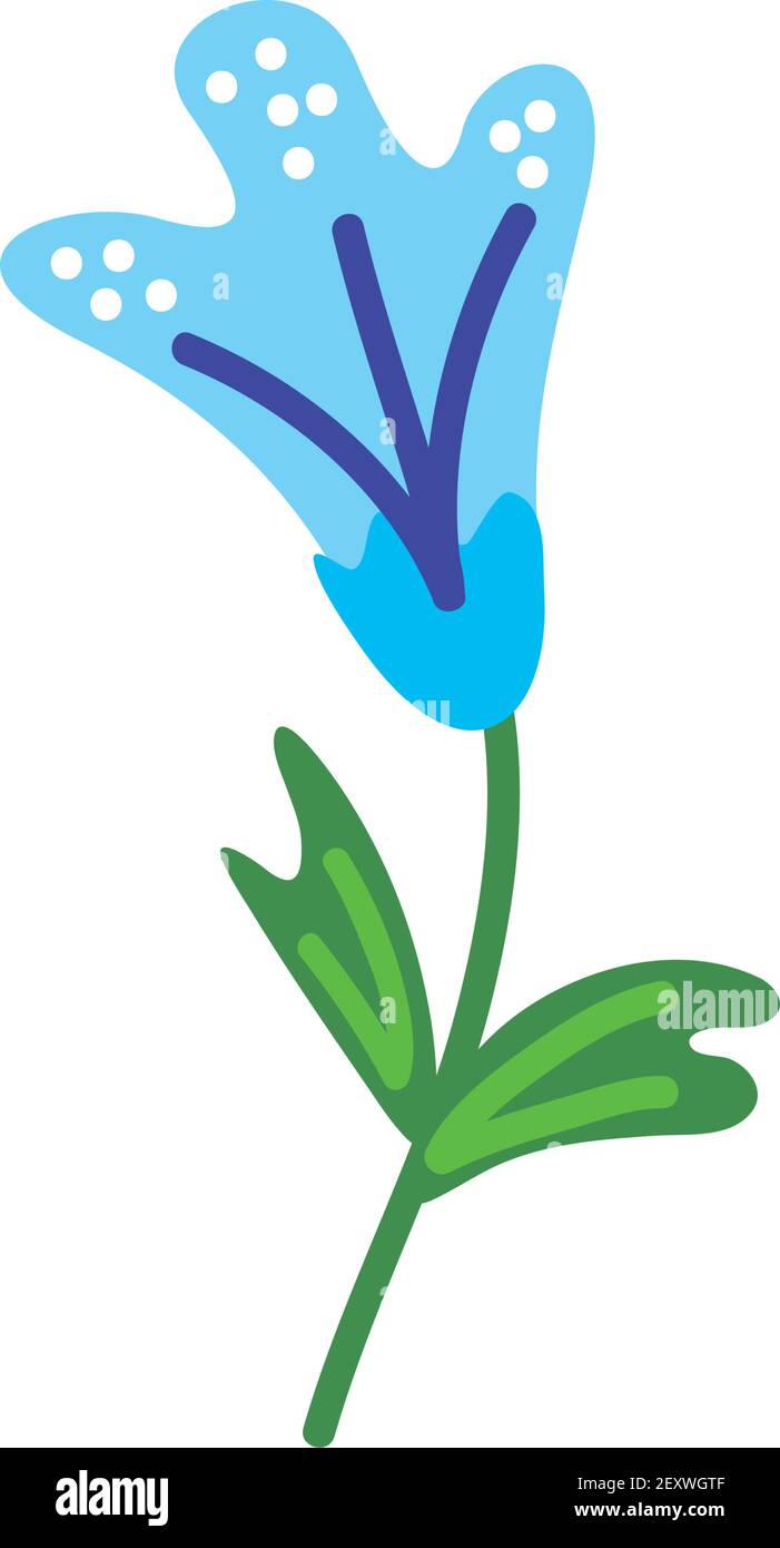 Cute blue flower leafs Stock Vector Images - Alamy