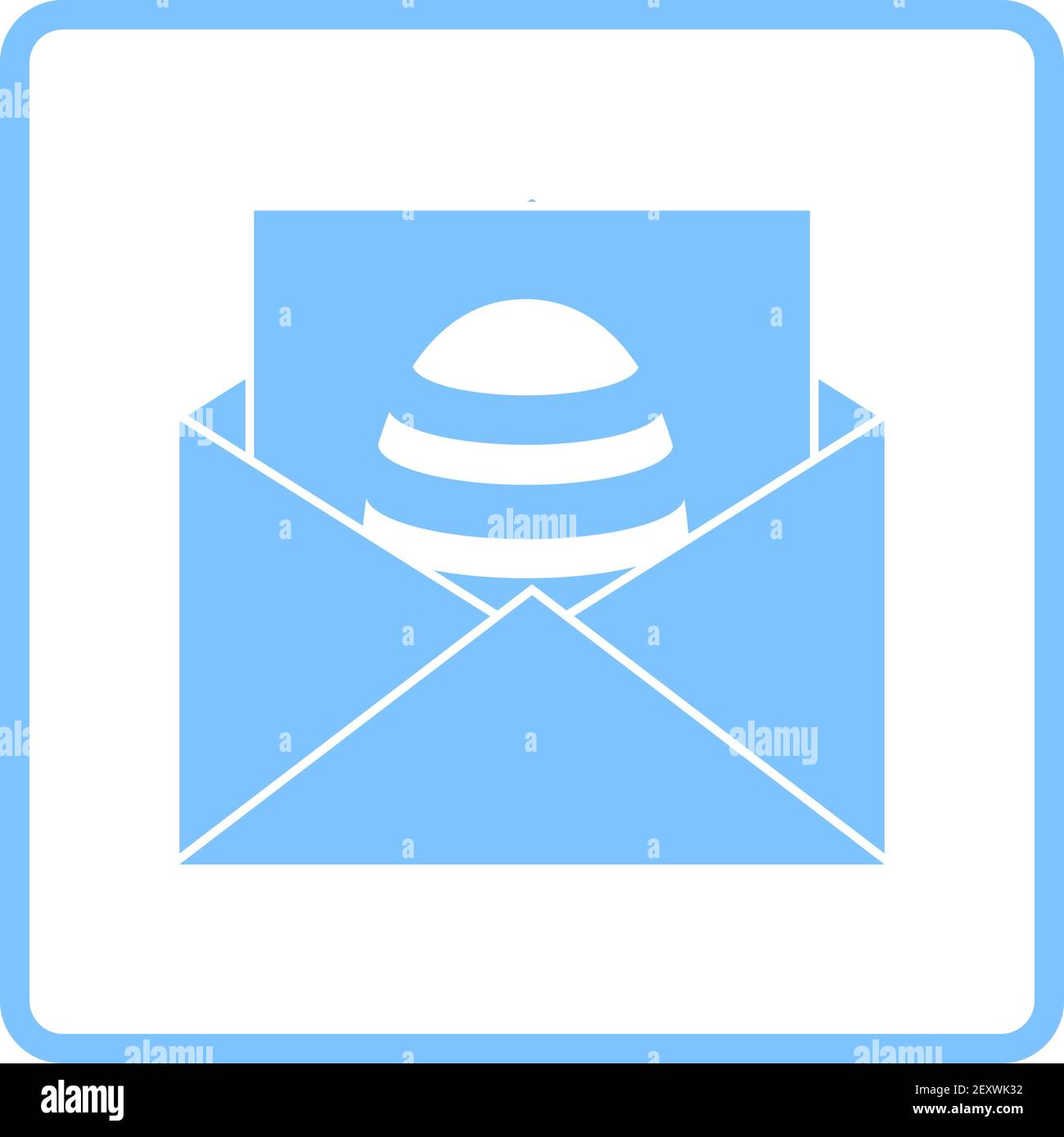 Envelop With Easter Egg Icon. Blue Frame Design. Vector Illustration. Stock Vector