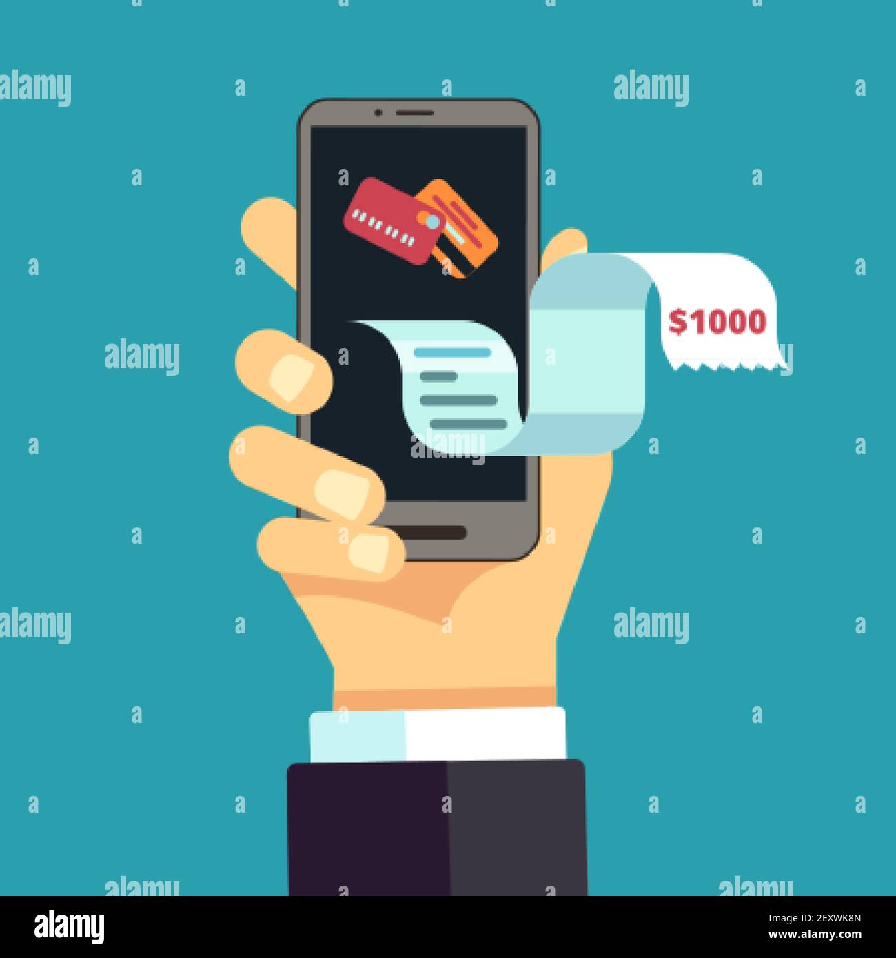 Electronic invoice. mobile receipt, online bill. digital financial