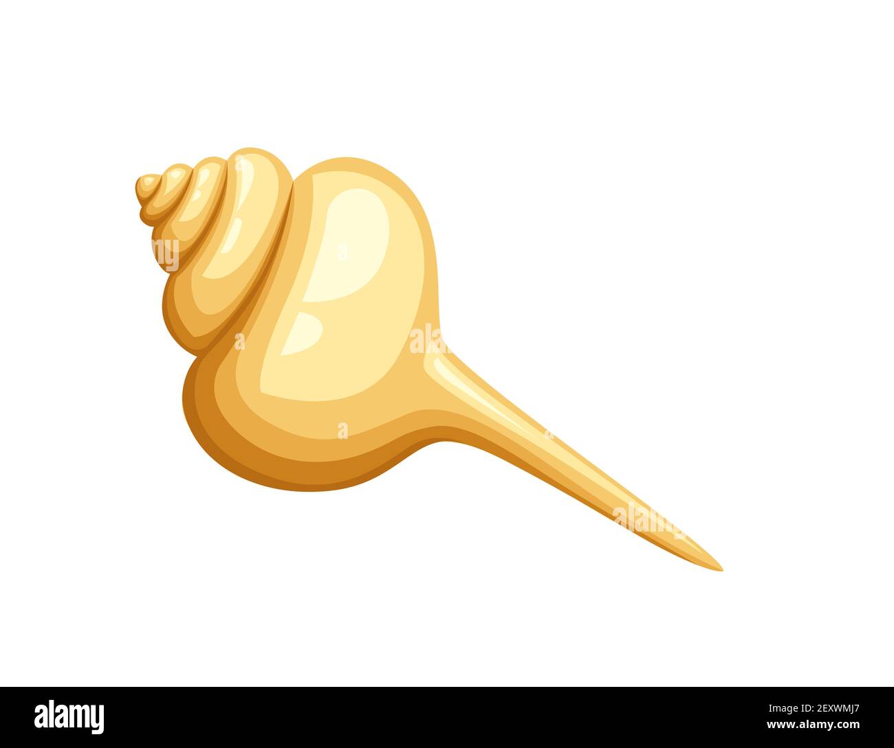 Yellow seashell simple nautical souvenir vector illustration isolated on white background Stock Vector