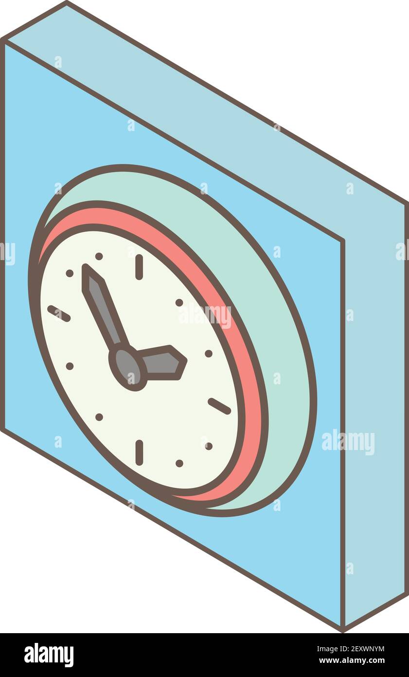 Wall clock icon. Isometric illustration of wall clock vector icon for web Stock Vector