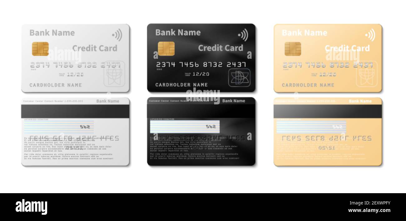 Credit cards. Realistic pay cards vector mockup. Isolated business or ...