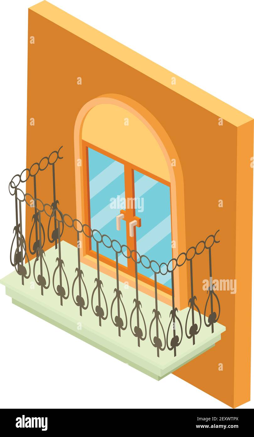 Forged balcony icon. Isometric illustration of forged balcony vector ...