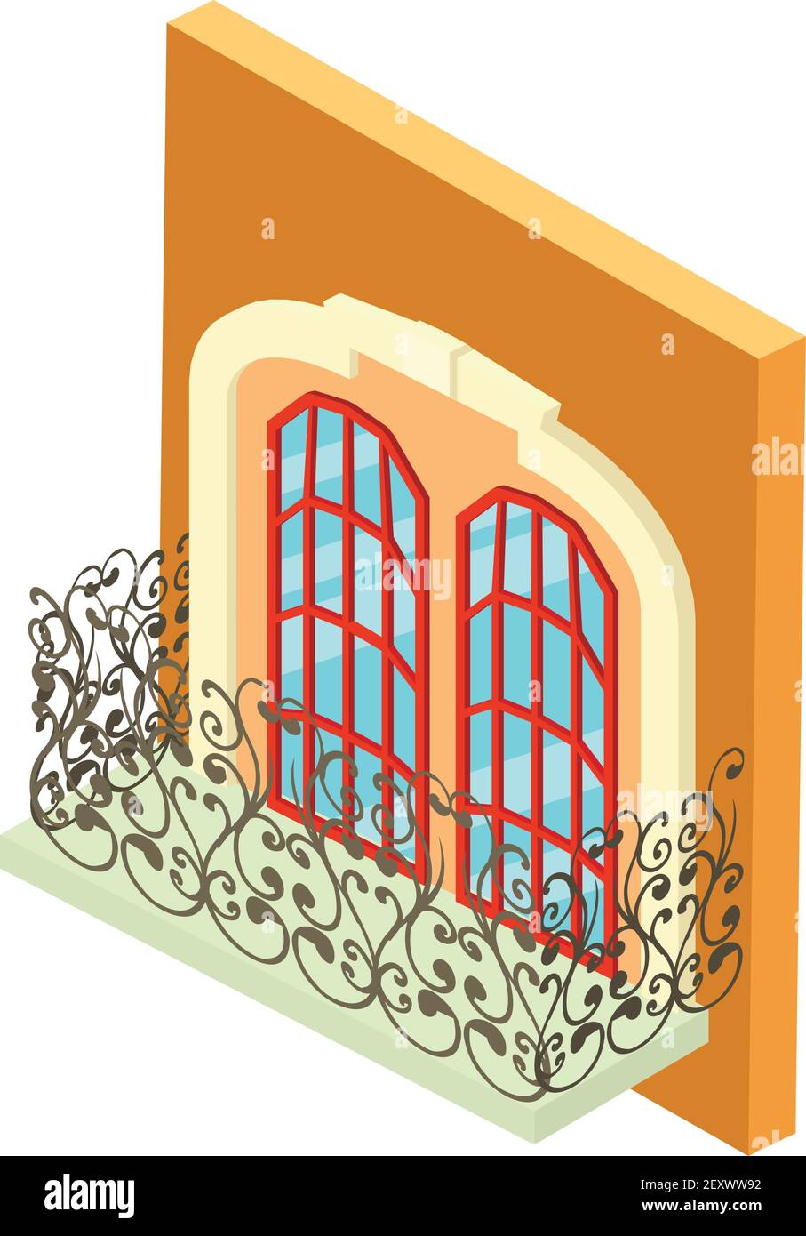Beautiful balcony icon. Isometric illustration of beautiful balcony vector icon for web Stock Vector