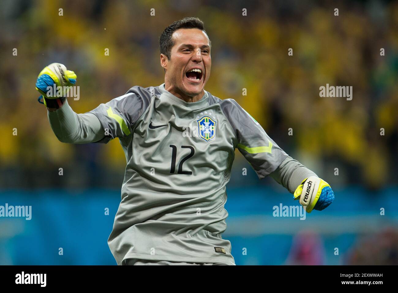 Brazil's goalkeeper Julio Cesar during the opening soccer match of the