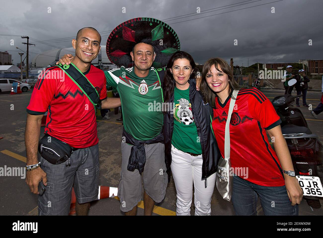 Mexican fans get ready for the game Mexico vs. Cameroon (Group A) on