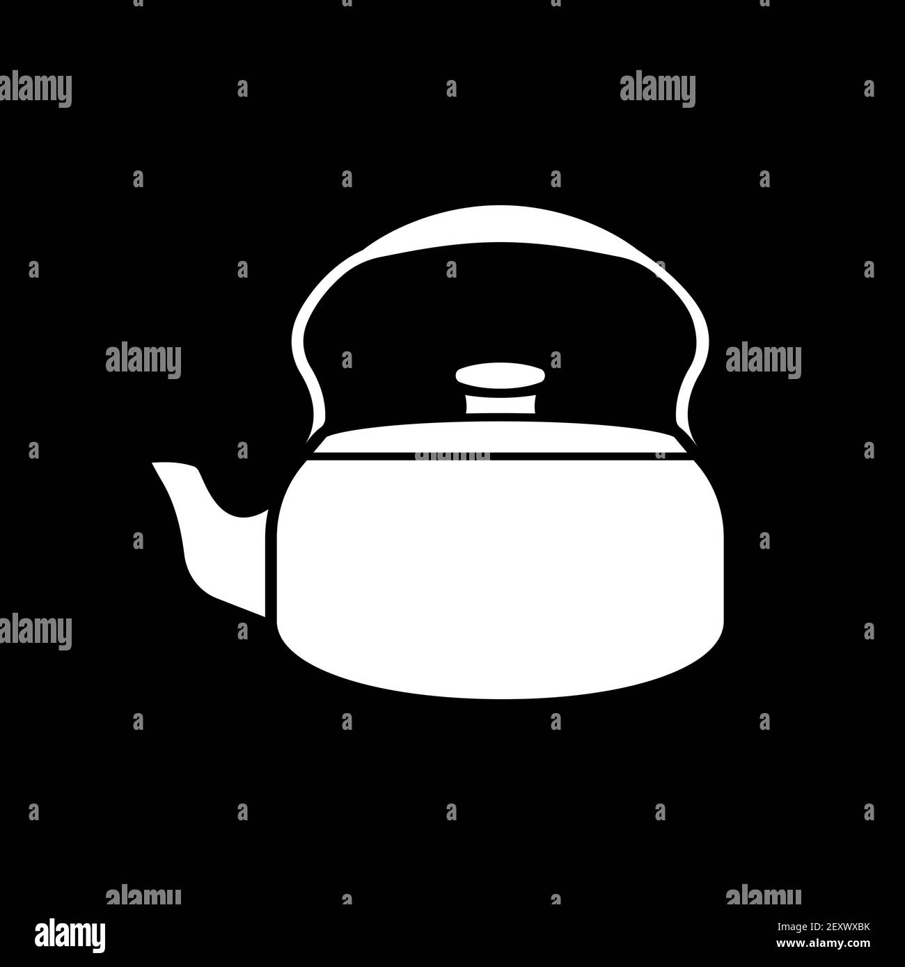 Tea kettle dark mode glyph icon Stock Vector