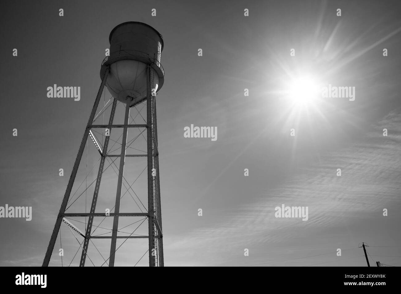 Small Town Water Tower Utilitiy Infrastructure Storage Reservoir Stock Photo