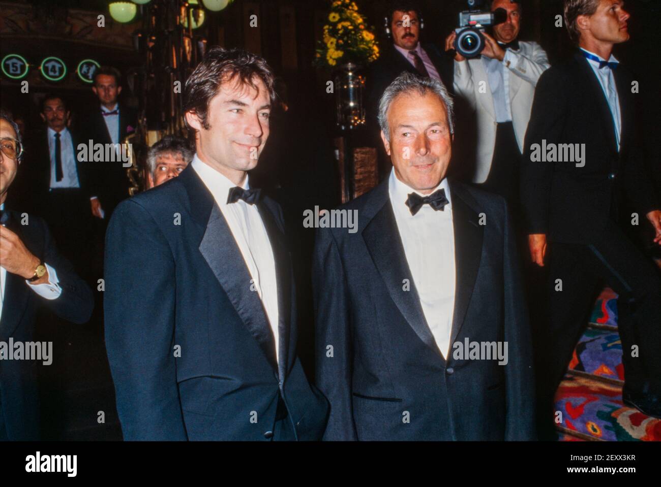 AMSTERDAM, THE NETHERLANDS - 21 JUN, 1989: Timothy Dalton and director John Glen at the premiere of the James Bond movie Licence to Kill in Amsterdam. Stock Photo