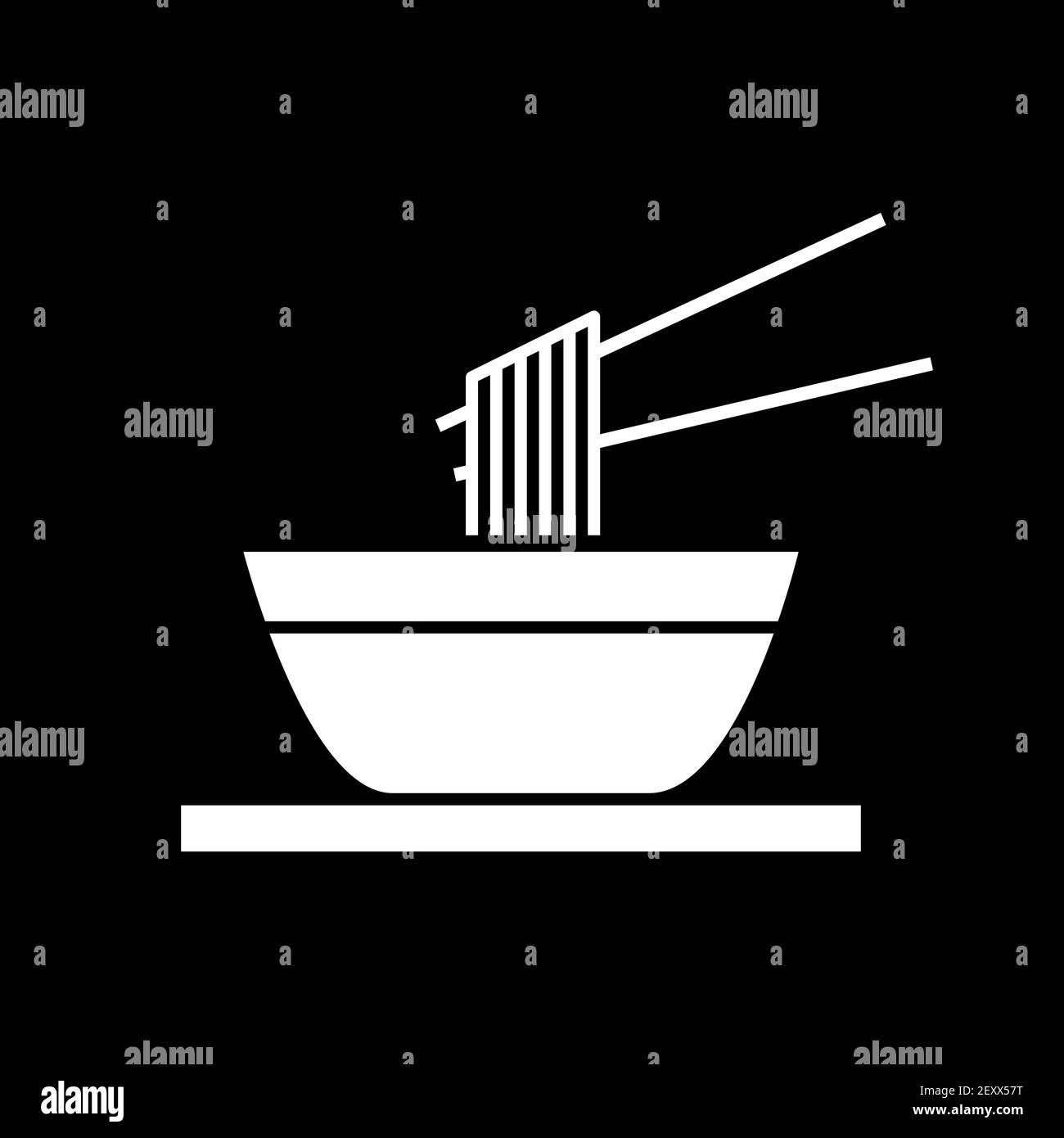 Noodles bowl dark mode glyph icon Stock Vector