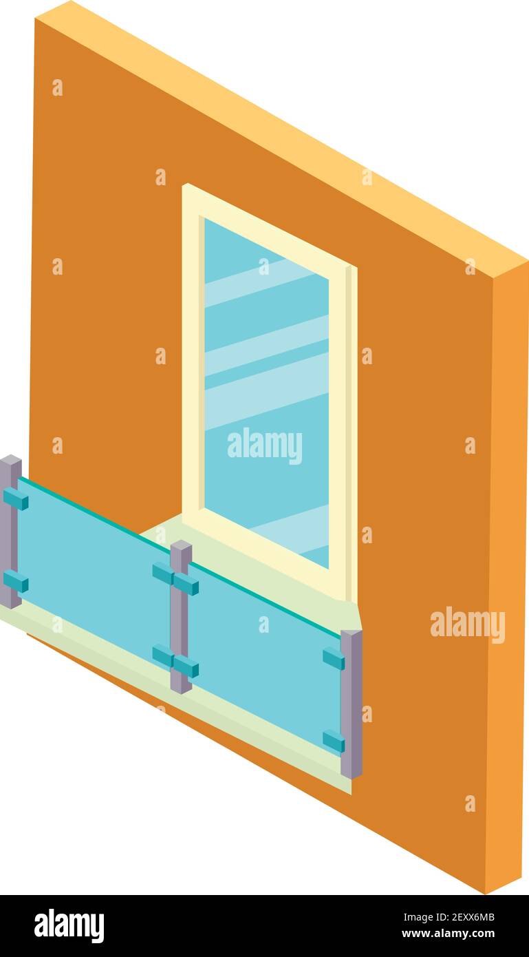 Transparent balcony icon. Isometric illustration of transparent balcony vector icon for web Stock Vector