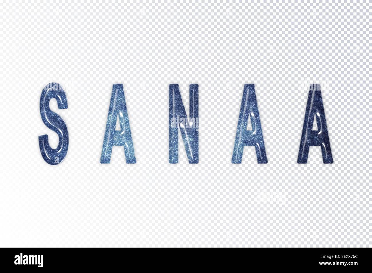 Sanaa lettering, Sanaa milky way letters, transparent background, Clipping path Stock Photo