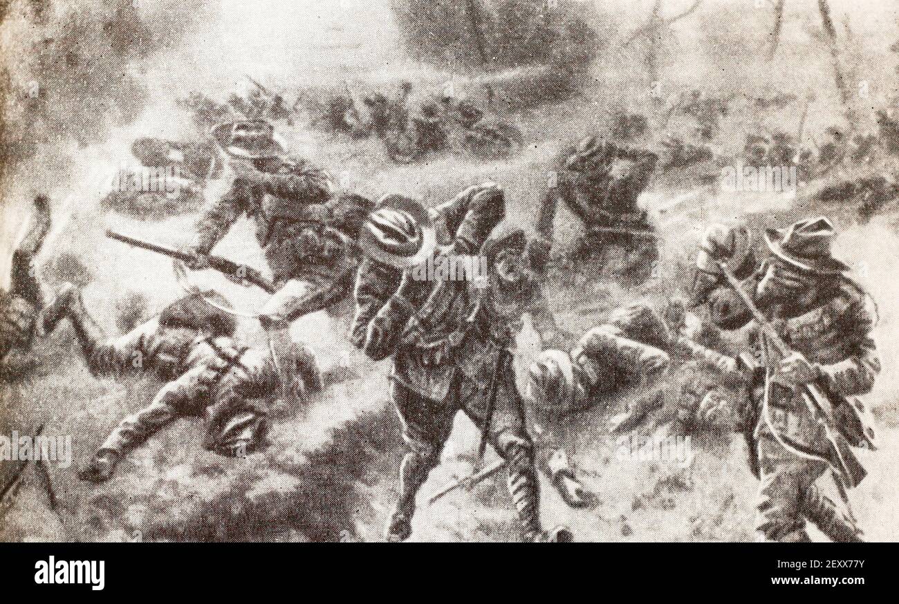 Gas attack near Ypres in 1915. Stock Photo