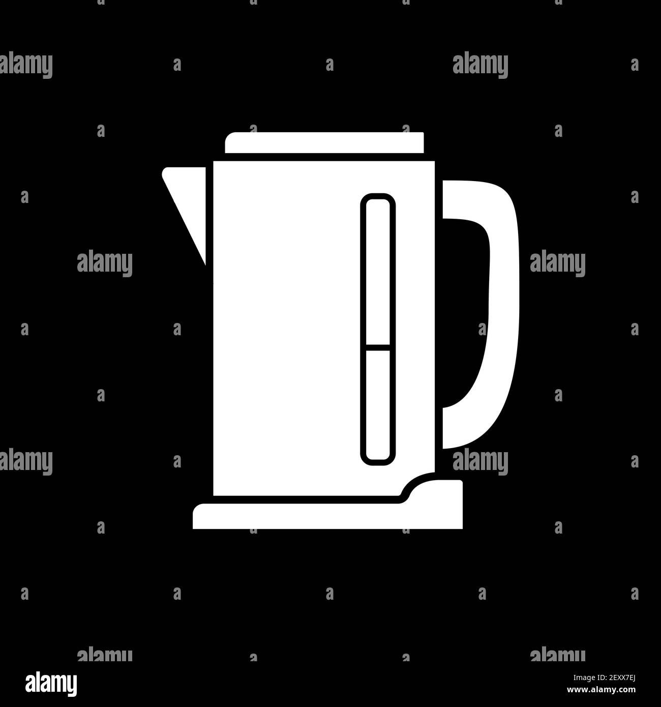 Electric kettle dark mode glyph icon Stock Vector