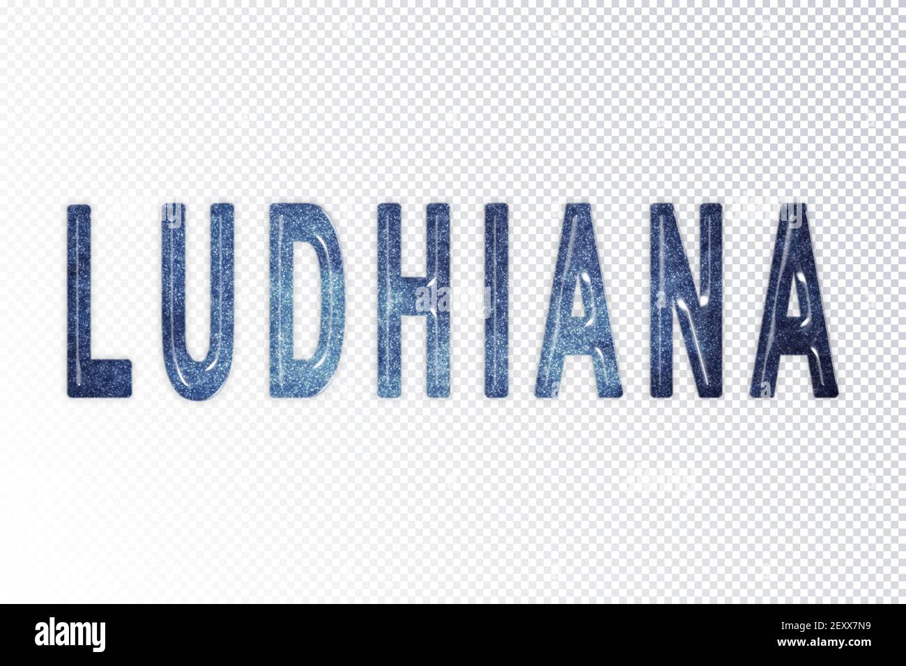 Ludhiana lettering, Ludhiana milky way letters, transparent background, Clipping path Stock Photo