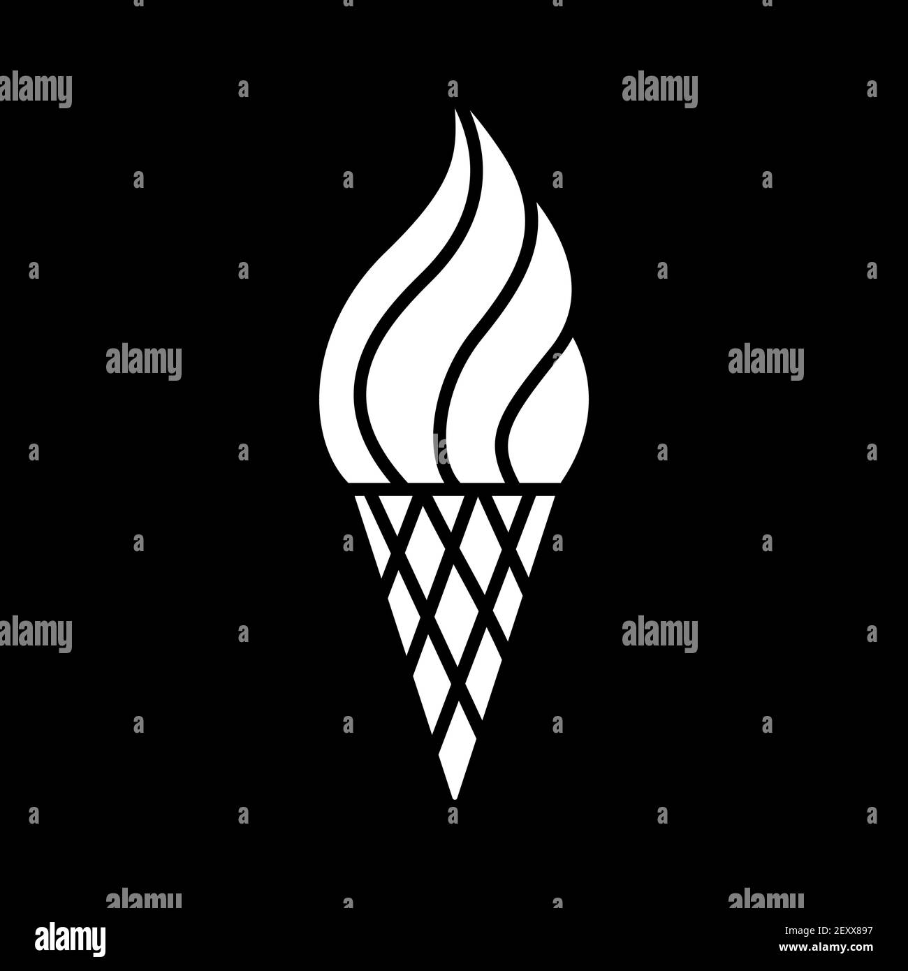Ice cream in waffle cone dark mode glyph icon Stock Vector Image & Art ...