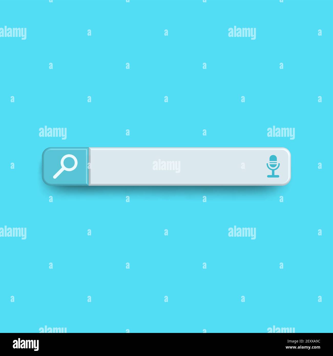 Minimal blank search bar with voice command isolated on tosca blue background. Searching Internet Data. Web Browsing Concept.3d vector illustration Stock Vector
