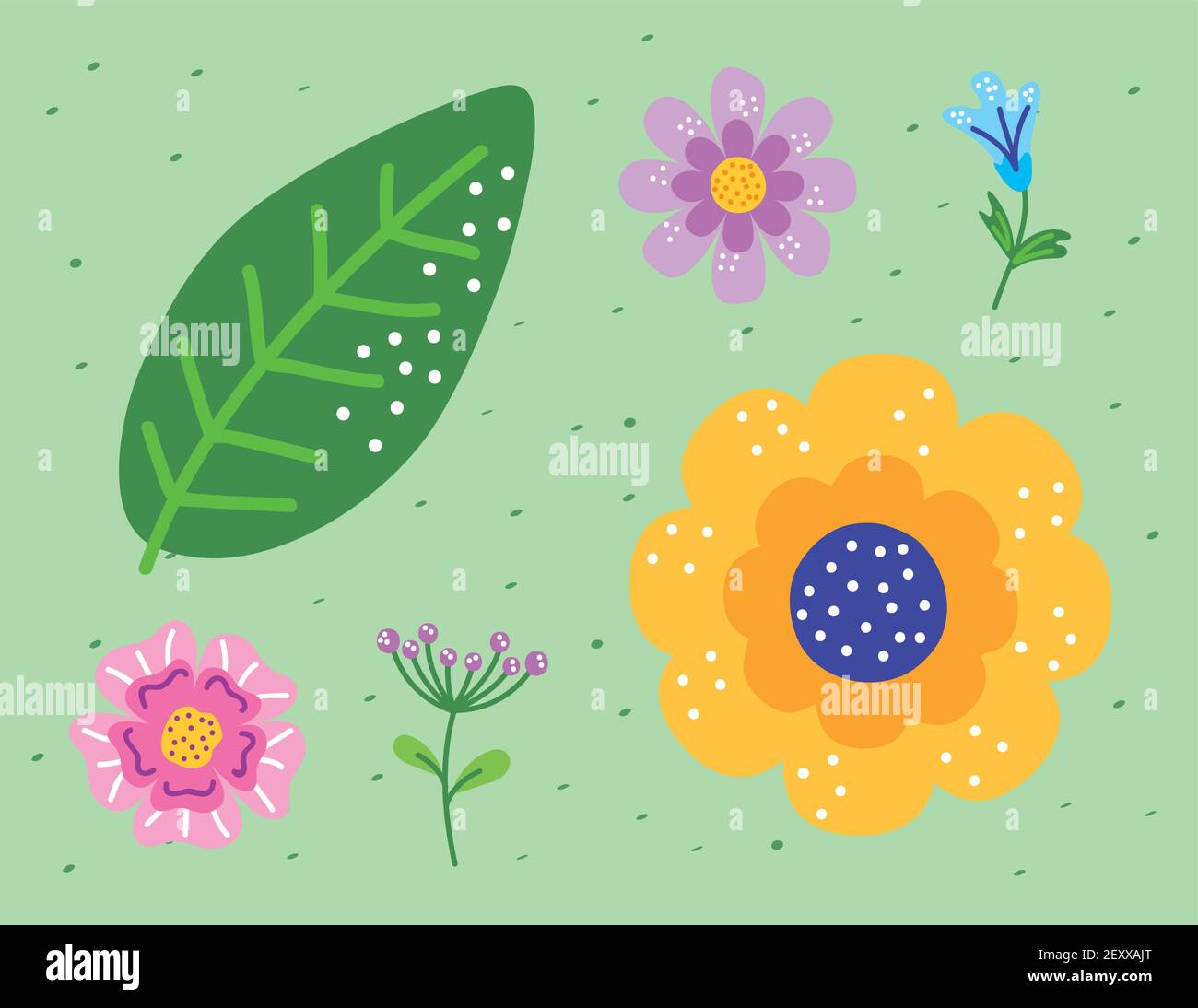 spring season flowers five set Stock Vector