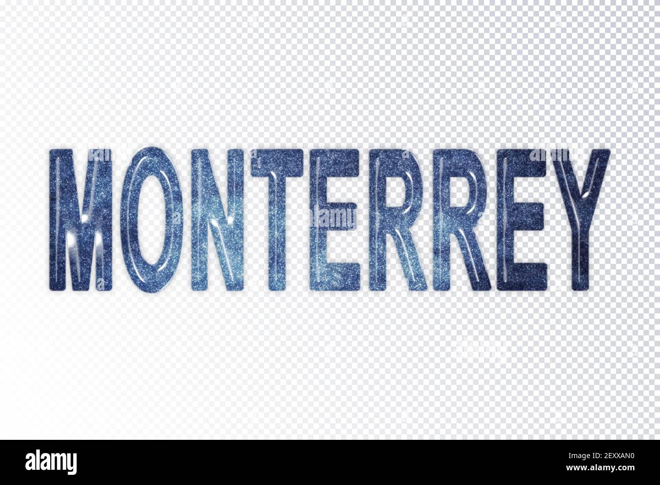 Monterrey lettering, Monterrey milky way letters, transparent background, Clipping path Stock Photo