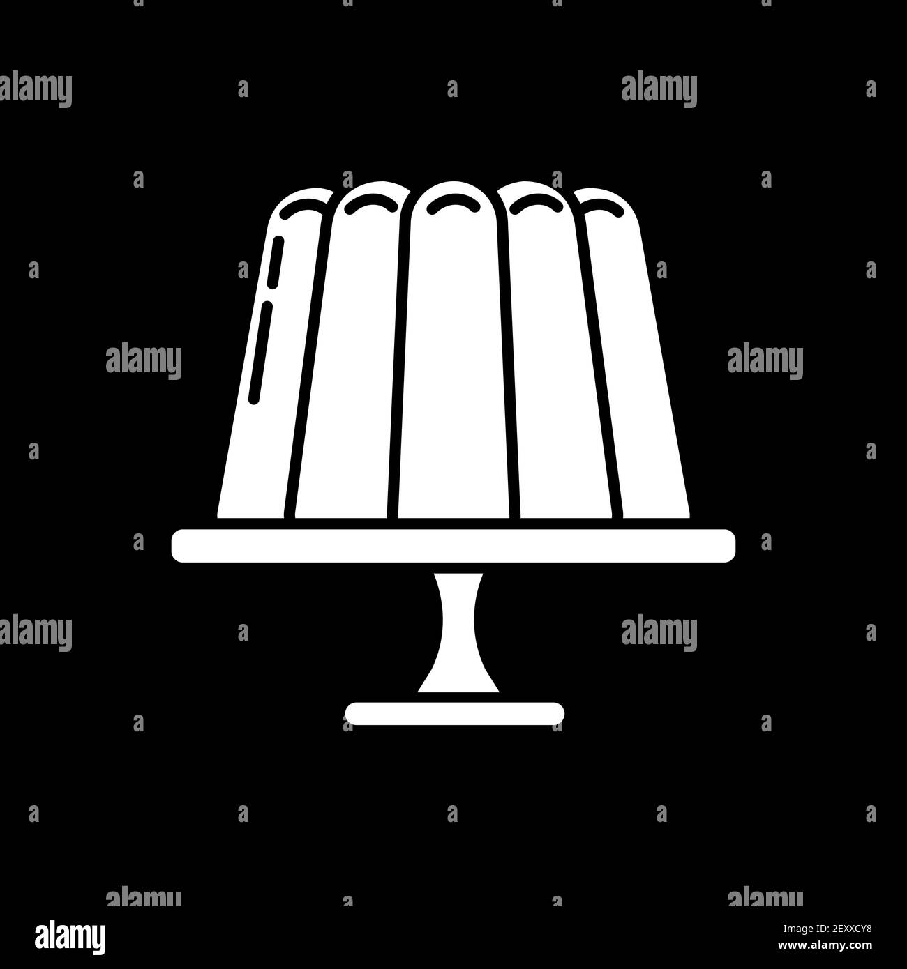 Pudding on platter dark mode glyph icon Stock Vector
