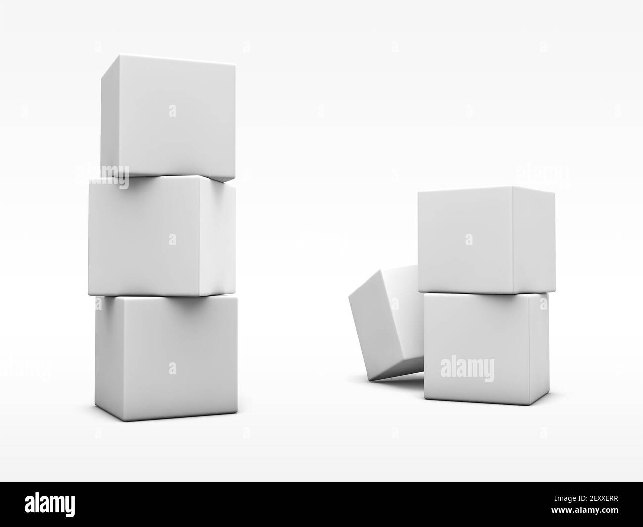 Stack of white cubes on the background. Stock Photo