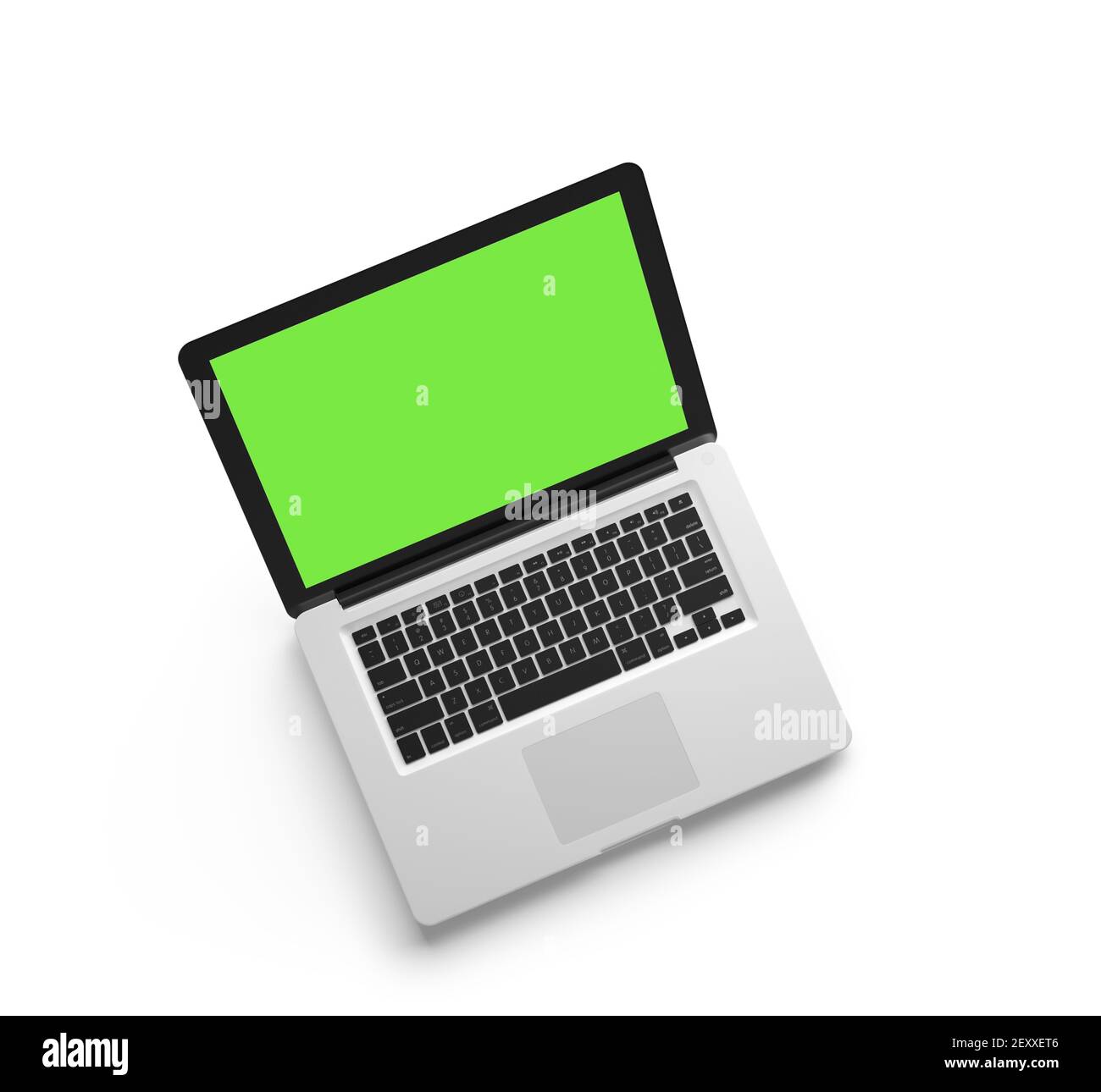 Open laptop isolated on white background. Stock Photo