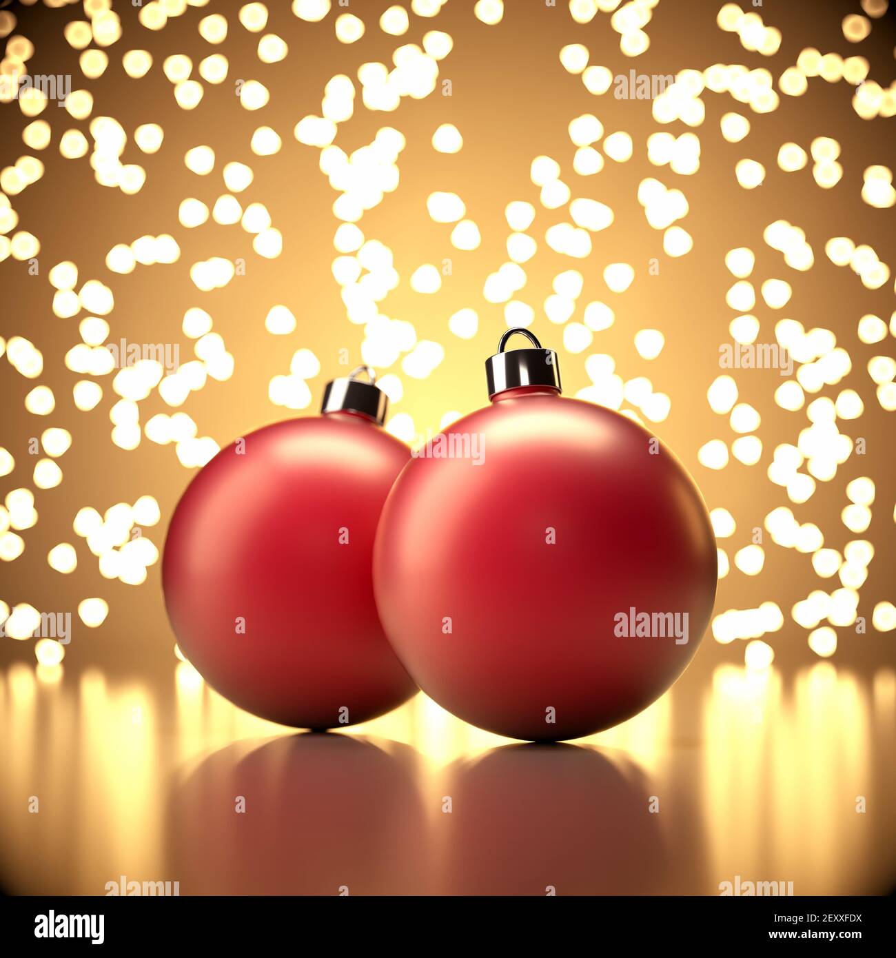 Christmas balls on abstract gold background Stock Photo - Alamy