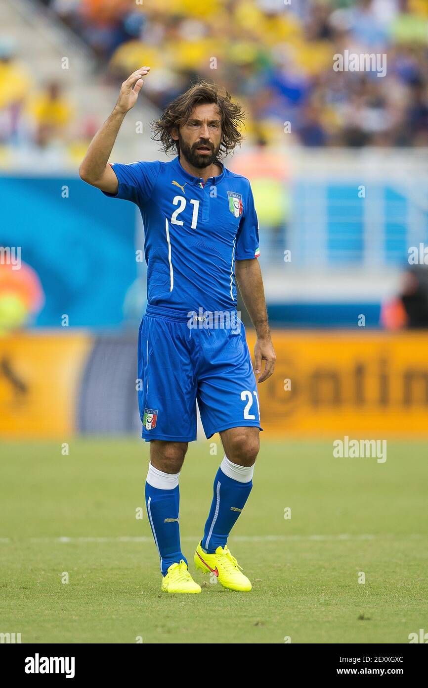 Italy's Andrea Pirlo gestures during the group D 2014 FIFA World Cup soccer match between Italy and Uruguay, in Dunas Stadium in Natal, Brazil, on June 24, 2014. Photo by Osvaldo Aguilar/ Mexsport/ Fotoarena/Sipa USA Stock Photo