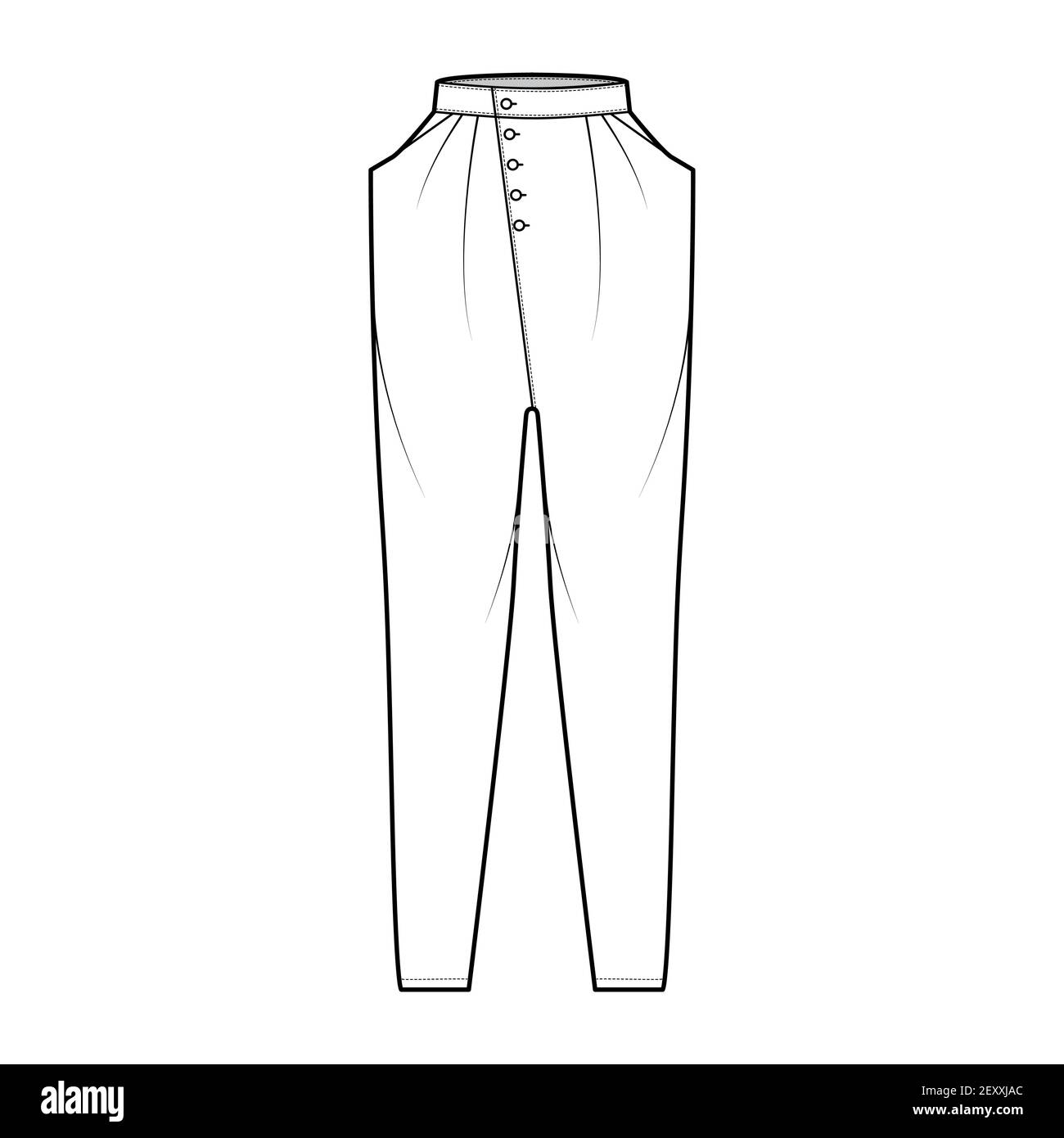 equator shampoo Fee Tapered Baggy pants technical fashion illustration with normal waist, high  rise, slash pockets, draping front, full lengths. Flat bottom apparel  template, white color style. Women, unisex CAD mockup Stock Vector Image &